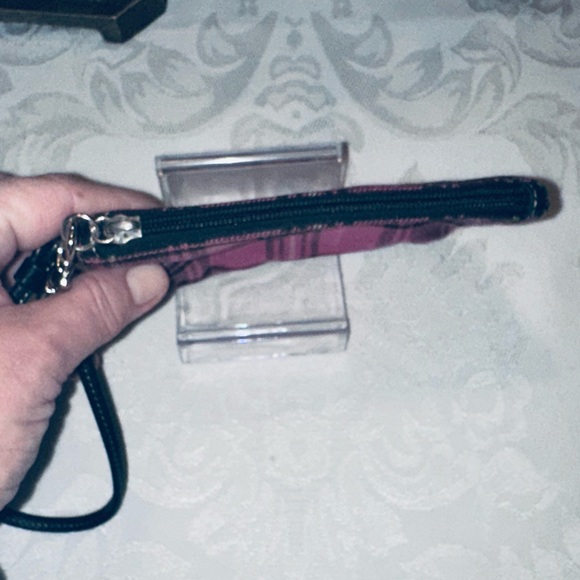 Coach Plaid Wristlet in Black and Pink - Picture 3 of 8